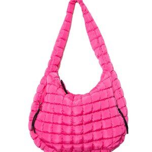 Quilted Pink Puffer Tote